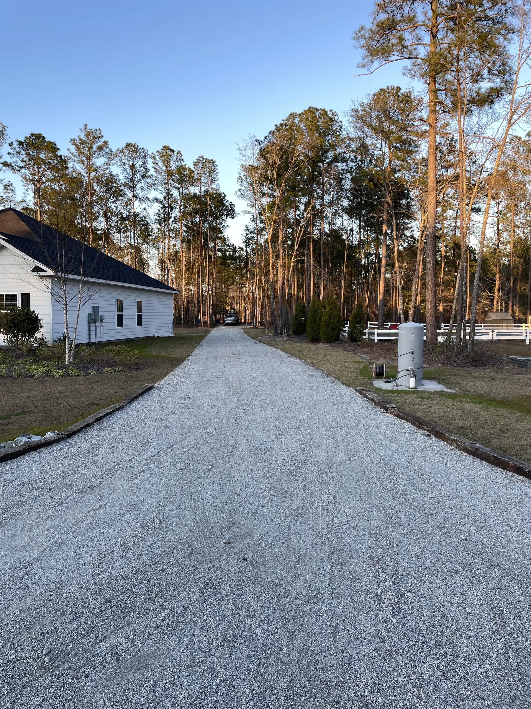 Finished access area under shade trees